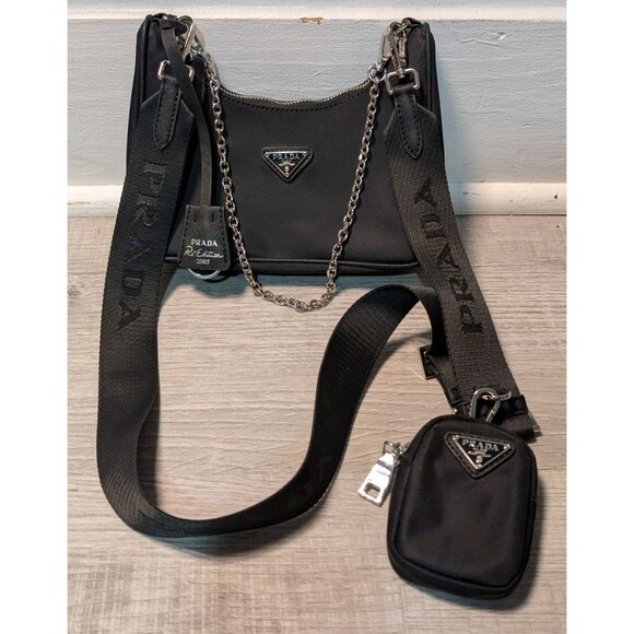 PRADA Re-Edition 2005 Crossbody Purse Small Nylon Bag Black - Picture 1 of 16